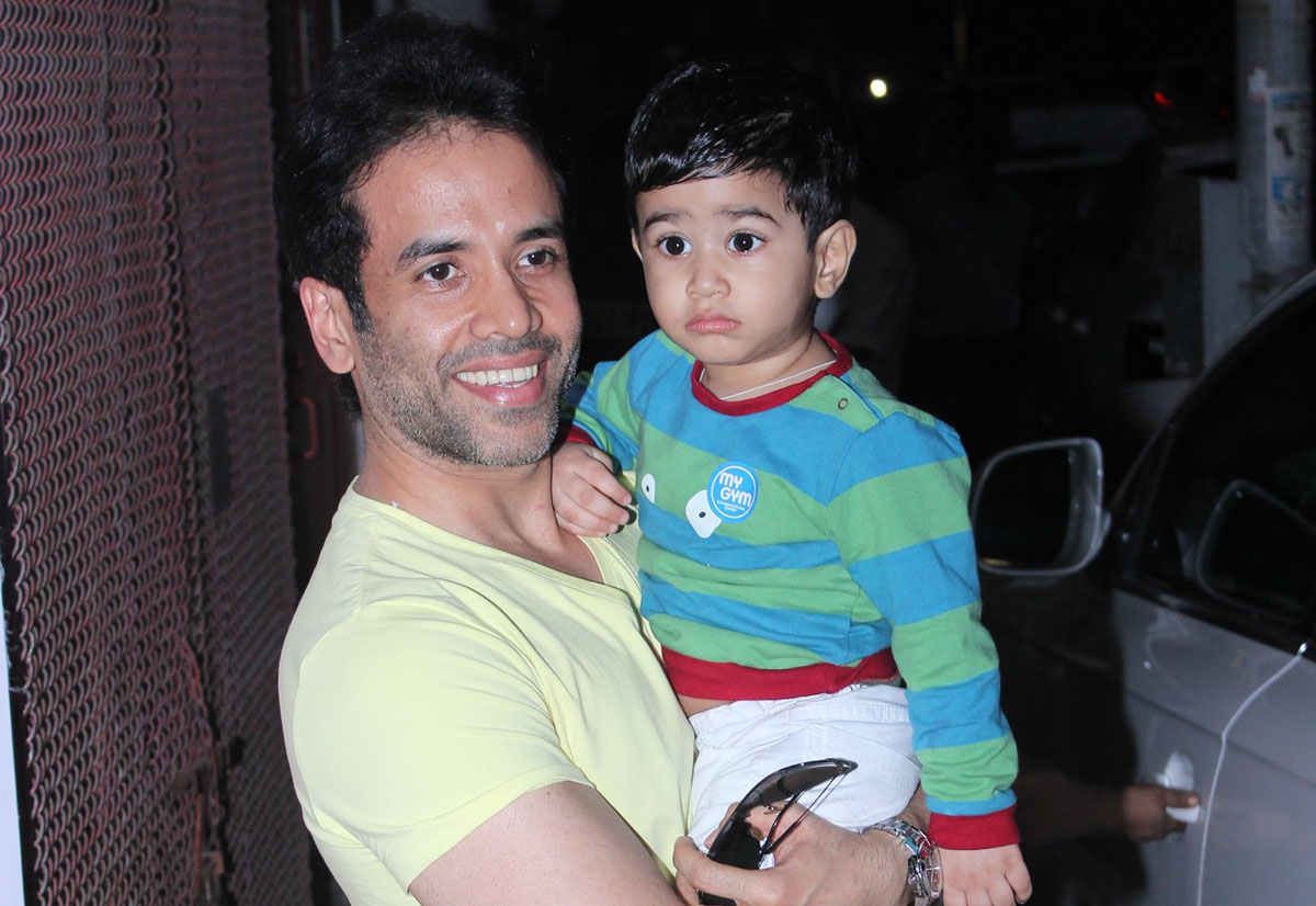 Tusshar Kapoor spotted with his son Laksshya Kapoor at the toddler Gym