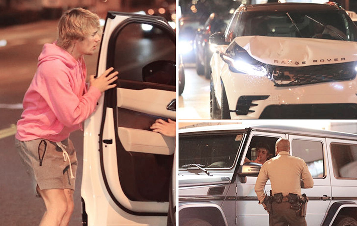 Justin bieber involved in a car crash