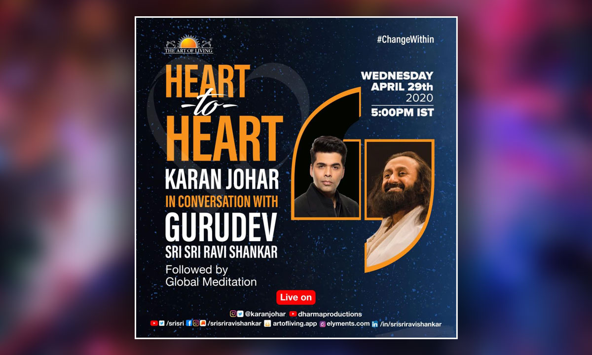 Karan Johar to host #HeartToHeart with SriSri, a live interactive series #IndiaInspires