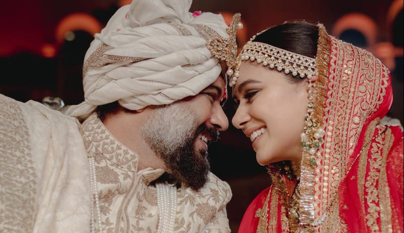 Director Luv Ranjan and Alisha Vaid pose as groom and bride in first official wedding pics!