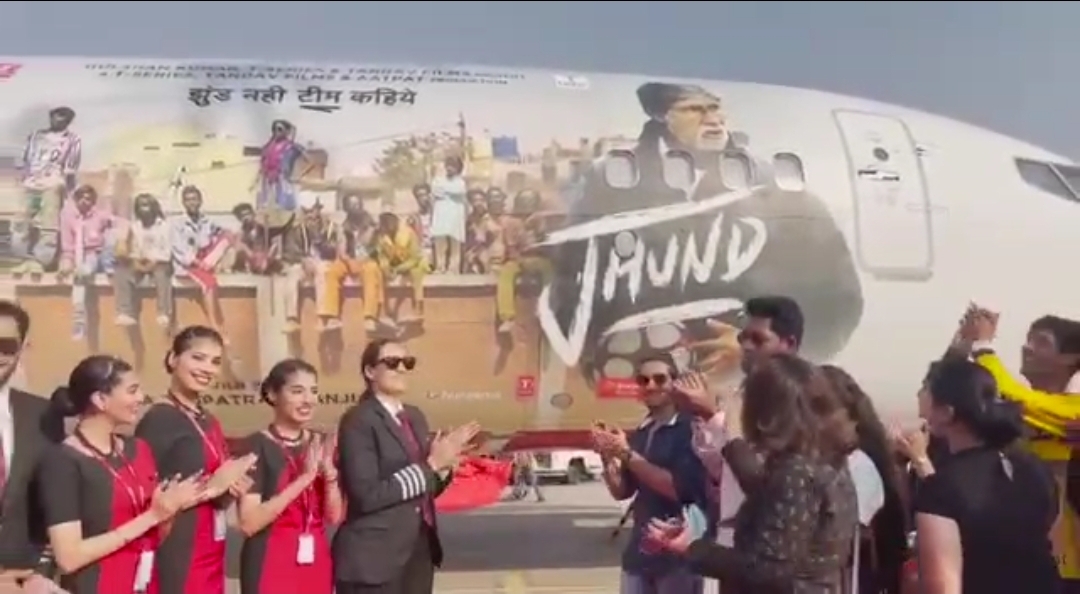 An entire aeroplane gets branded with the ‘Jhund’ posters!