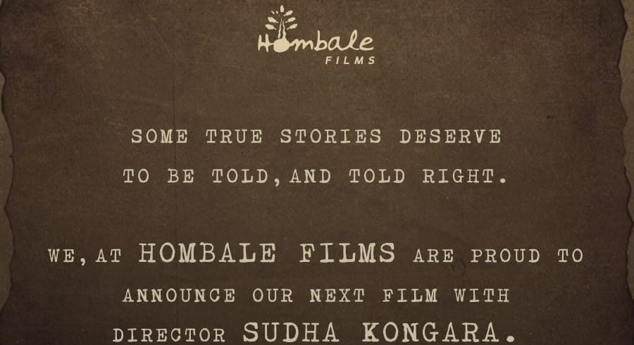 Hombale Film, producers of KGF2, collaborates with Sudha Kongara, actors are yet to be announced!