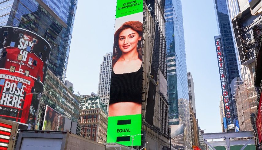 In New York, Dhvani Bhanushali features on the Times Square Billboard for the month of May!