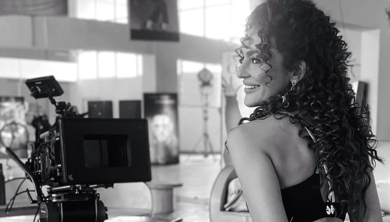 Happy looking Seerat Kapoor on the sets of Dil Raju film!