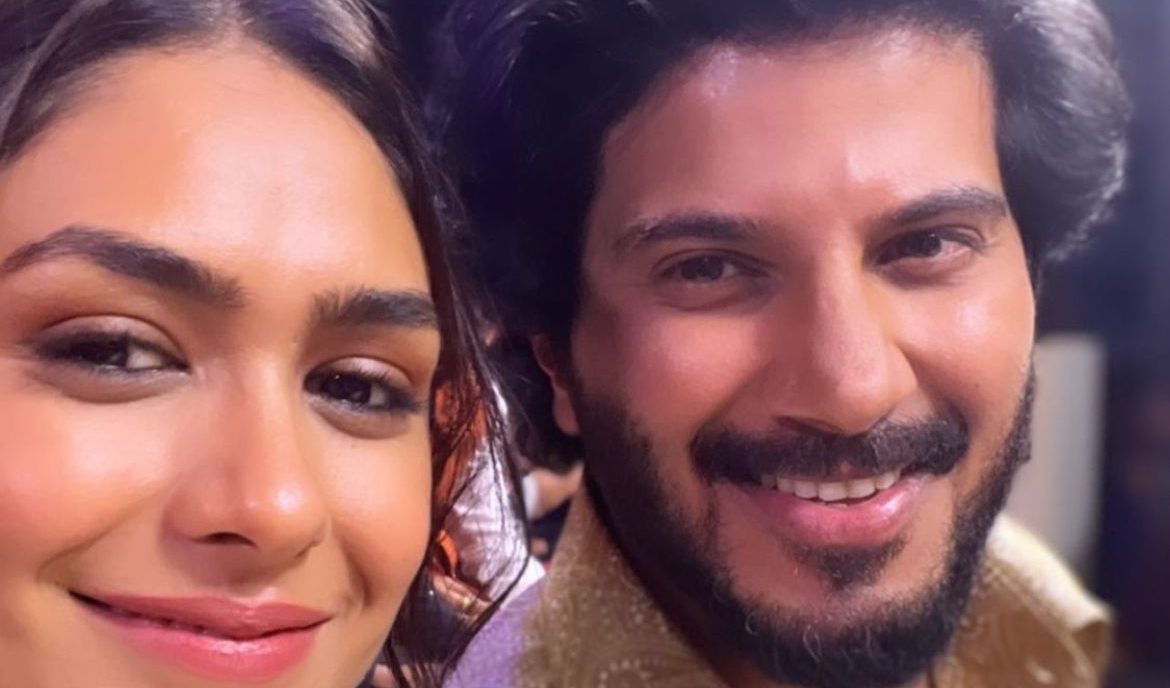 Mrunal Thakur reunites with Dulquer Salman in Hyderabad at the launch of the song, ‘Kaanunna Kalyanam’!