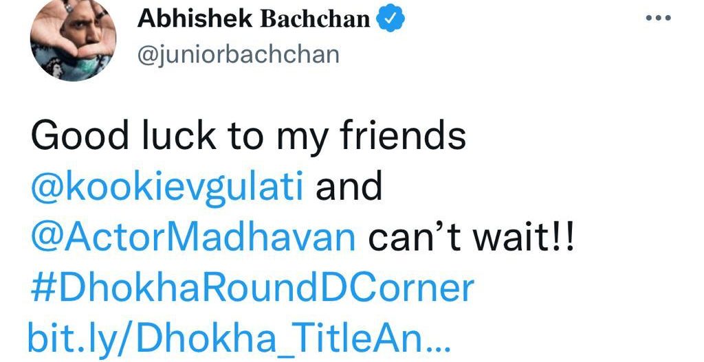 Abhishek Bachchan wishes good luck to Kookie Gulati and  R. Madhavan for “Dhokha – Round D Corner”!