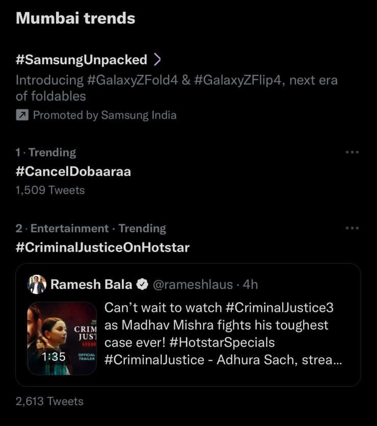 The film Dobaaraa is now raging among the netizens with #CancelDobaaraa in India!