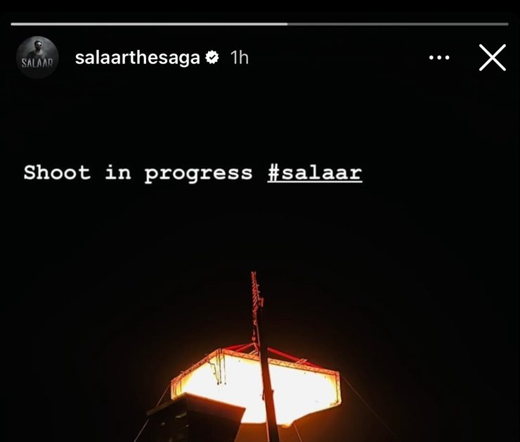 The makers of ‘Salaa’r drop an intriguing picture from the night shoot, wri tes ‘Shoot in progress’!