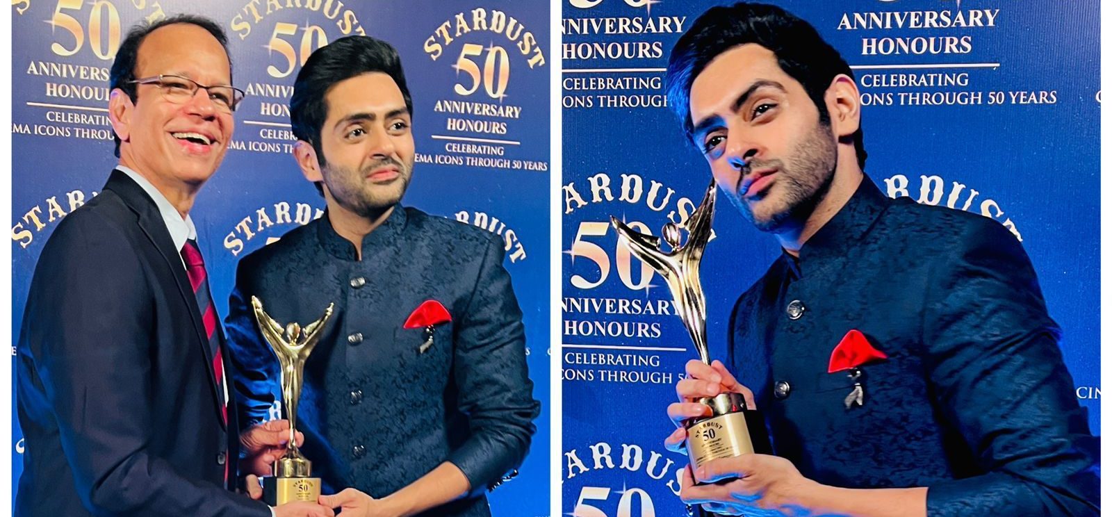 Karan Singh Chhabra gets the Best Host award at the 50th Stardust Awards!