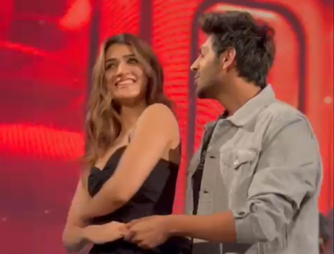 Check out adorable chemistry between Kartik Aaryan and Kriti Sanon while they promote “Shehzada”!