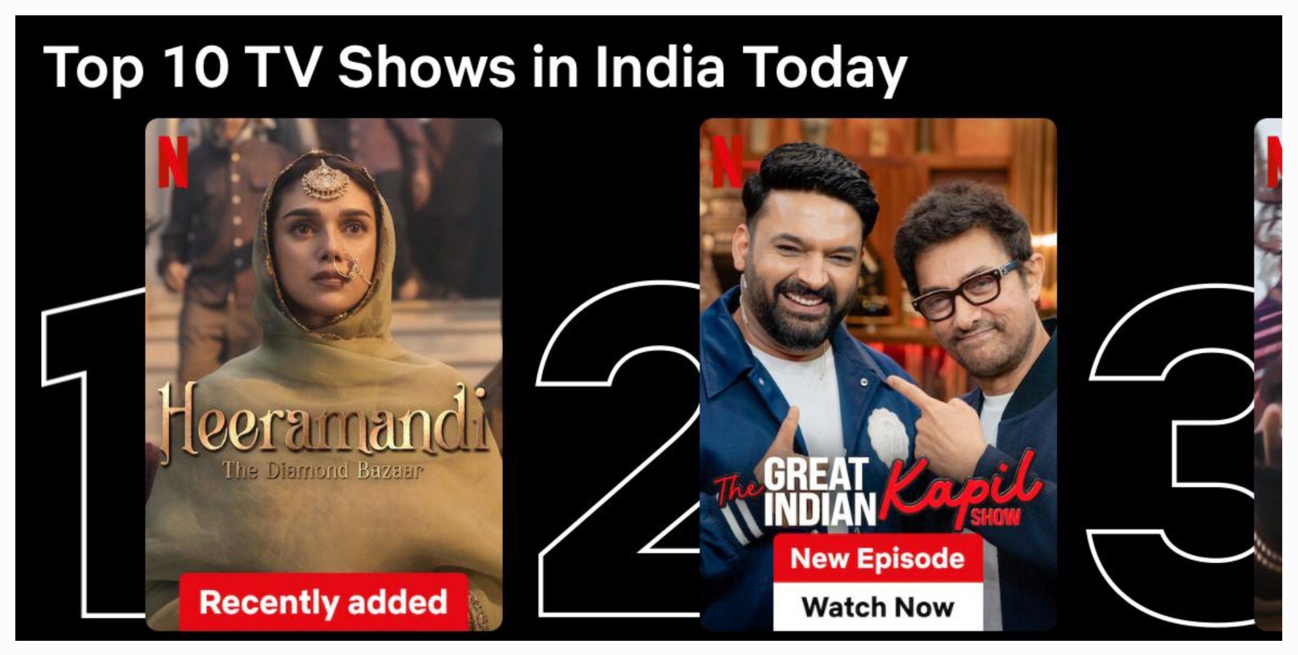 ‘Heeramandi’ is trending at #1 in India, #4 in UK and #7 in US on Netflix!