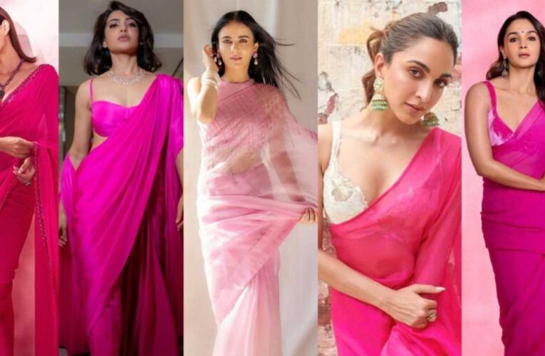 Indian heroines slay in ‘Gulabi Saree’!